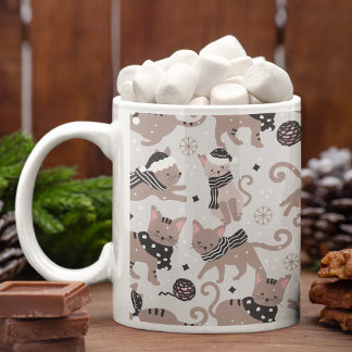 Caneca De Café Cozinha de natal de gato festivo e bonito