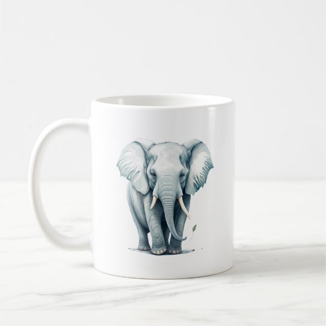 Caneca De Café Cozinha Elefante de Cinza Adorável e Bonita (Esquerda)
