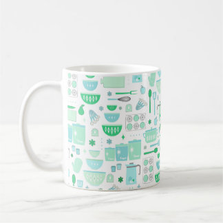Caneca De Café Cozinha Vintage Verde-Menta e Azul-Celeste