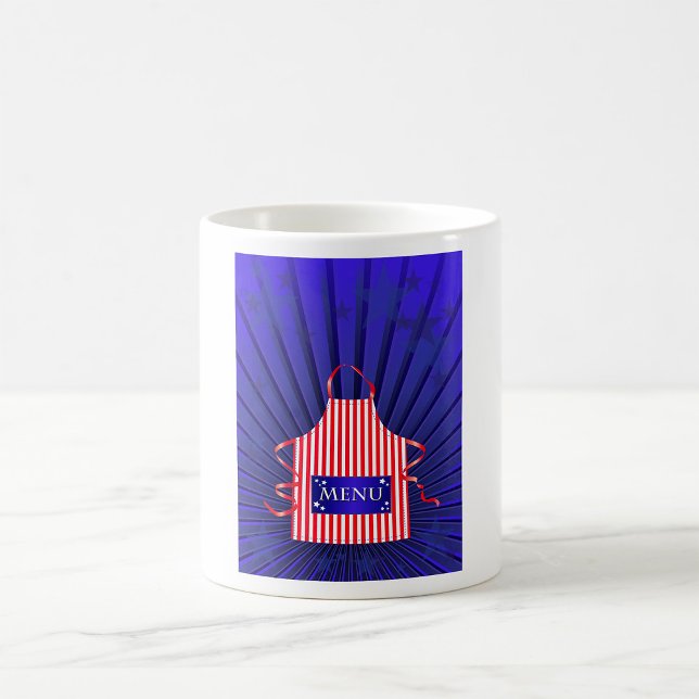 Caneca De Café Cozinhar Azul Azul Branco Vermelho do Chef dos EUA (Criador carregado)