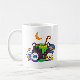 Caneca De Café Cozinhar De Witch Cauldron Sob O Luar