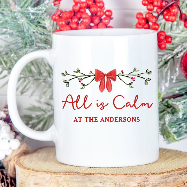 Caneca De Café Cozy "All is Calm" Férias de Natal Personalizadas (Criador carregado)