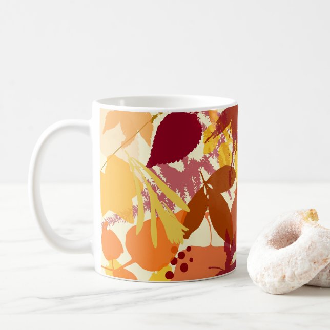 Caneca De Café Cozy Autumn Leaves Pattern Mug (Com Donut)