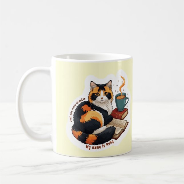 Caneca De Café Cozy Calico Cat Personalized Reading Coffee Mug (Esquerda)