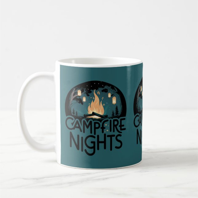 Caneca De Café Cozy Campfire Nights Rustic Outdoor Adventure (Esquerda)