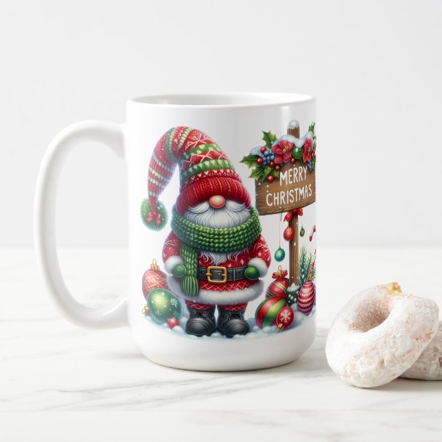 Caneca De Café Cozy Christmas Gnome Art – Festive Holiday (Com Donut)