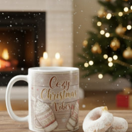Caneca De Café Cozy Christmas Vibes Mug | Rustic Winter Cabin Coc