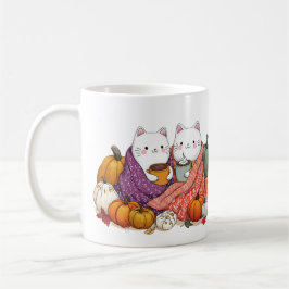 Caneca De Café Cozy Fall Cats Mug with Pumpkins