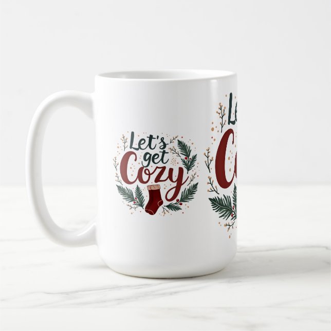 Caneca De Café Cozy Holiday Pine Berry Lettering (Esquerda)