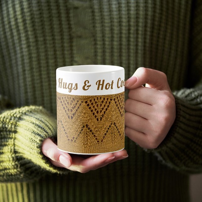 Caneca De Café Cozy Knit de inverno personalizado | Abraços e cac (Criador carregado)