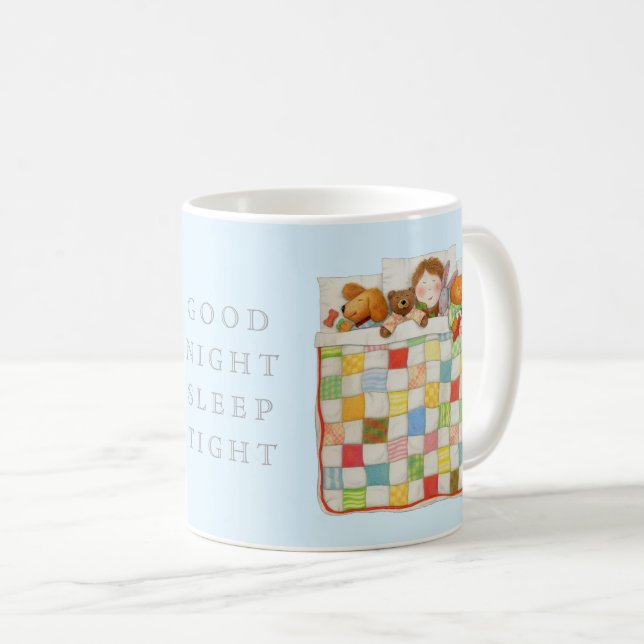 Caneca De Café COZY QUILT White Mug + Blue (Frente Esquerda)