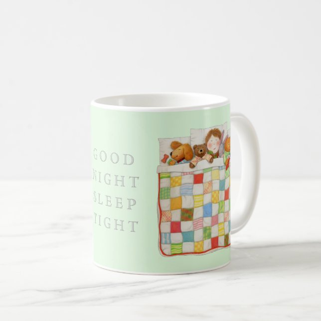 Caneca De Café COZY QUILT White Mug + Green (Frente Esquerda)