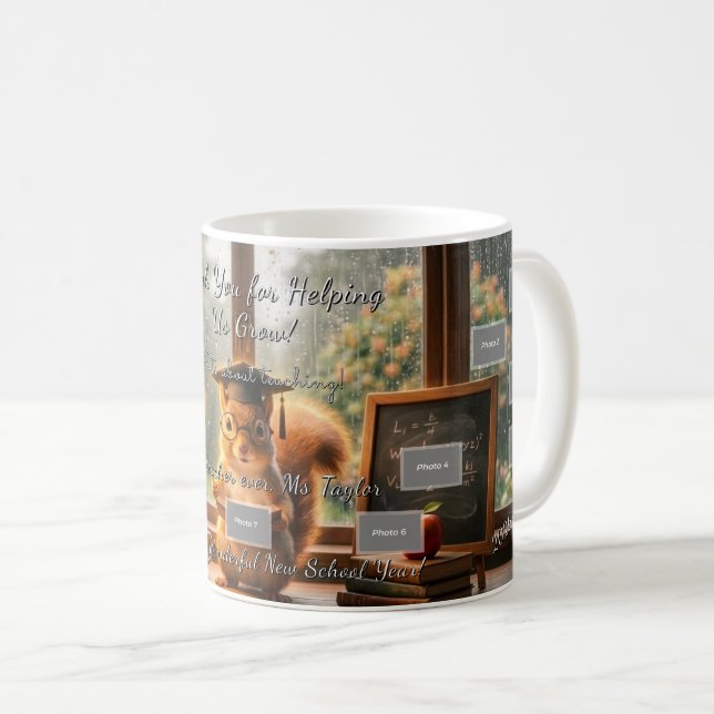 Caneca De Café Cozy Rainy Day Squirrel Teacher Appreciation Mug (Frente Esquerda)