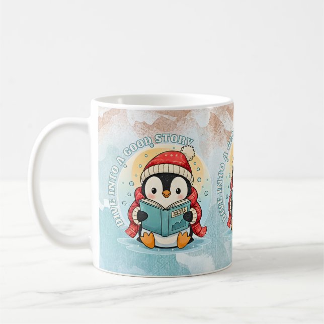 Caneca De Café Cozy Reading Penguin Winter Coffee Tea Mug (Esquerda)