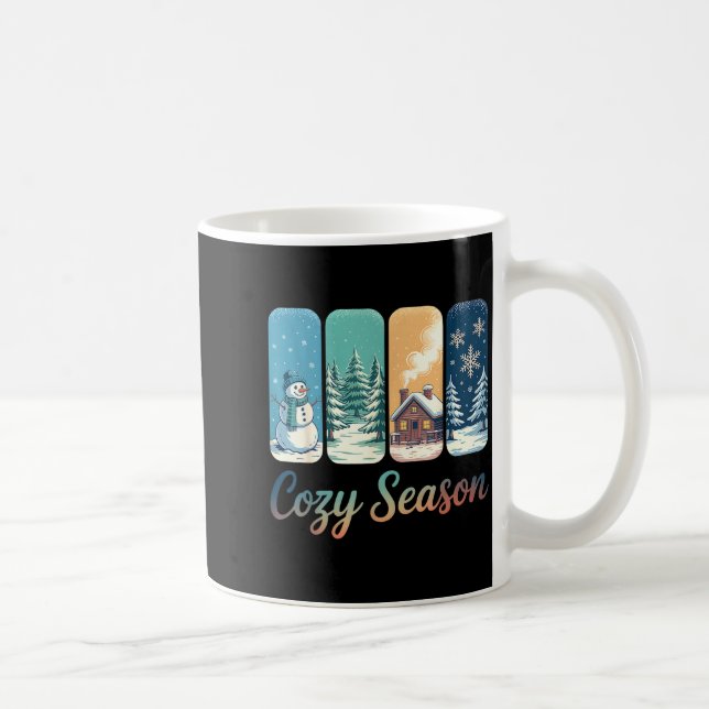 Caneca De Café Cozy Season Winter Wonderland Cabin Snowman Snowfl (Direita)