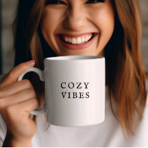 Cozy Vibes Querem Mug Moderno Mínimo Café