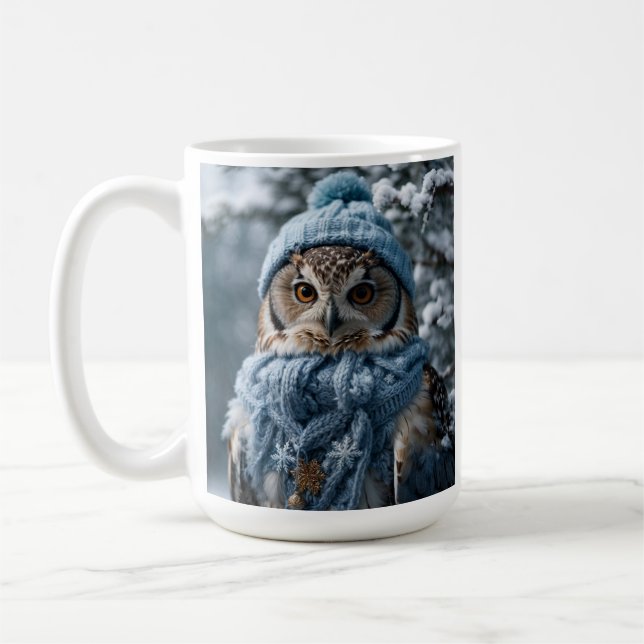 Caneca De Café Cozy Whimsical Winter Wonderland Owl (Esquerda)