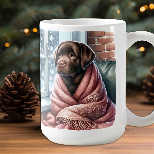 Caneca De Café Cozy Winter Labrador Retriever Christmas Puppy Dog (Criador carregado)