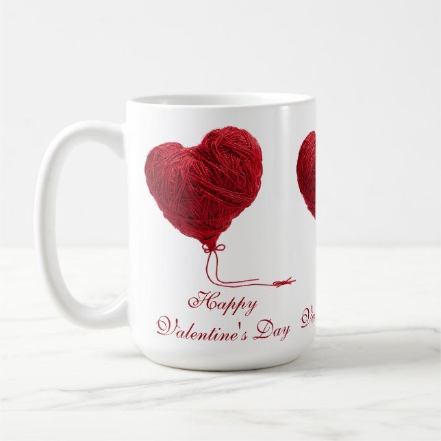 Caneca De Café Cozy Yarn Heart for Valentines (Esquerda)