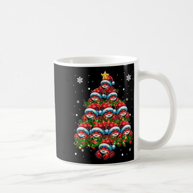 Caneca De Café Crab Lighting Xmas Holiday Santa Crab Christmas Tr (Direita)