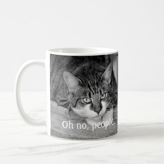 Caneca De Café Crabby Cat, "Oh não, pessoas" (Esquerda)