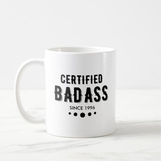 Caneca De Café Crachá Certificada Desde 19XX Ano Personalizado (Esquerda)