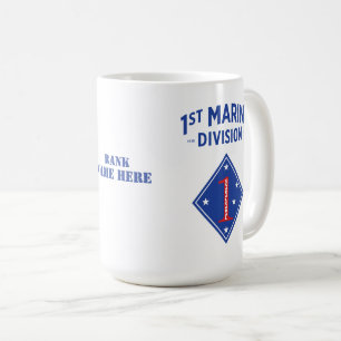 Caneca De Café Crachá da Divisão Marinha de 1rua (Personalizáv