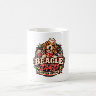 Caneca De Café Crachá de Impressão de Pata de Diner Retro Beagle