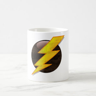 Caneca De Café Crachá Elétrico Retro Grunge Raio