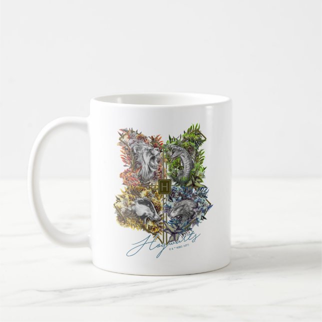 Caneca De Café Crachá HOGWARTS™ - Gráfico Floral (Esquerda)
