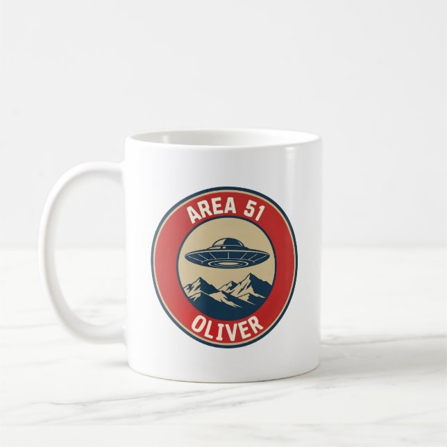 Caneca De Café Crachá Retro Classificado Área 51 UFO Alien (Esquerda)