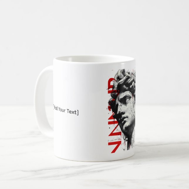 Caneca De Café Cracked Classical Bust Trash Polka Art Mug (Frente Esquerda)