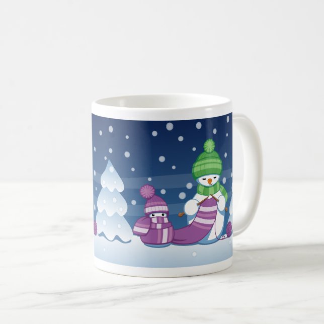 Caneca De Café Crafty Snowman a tricotar Scarf (Frente Esquerda)