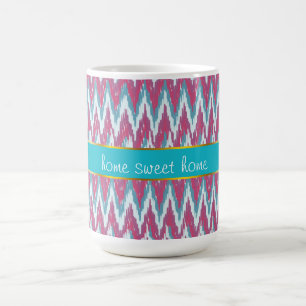 Caneca De Café Cranberry e Teal Kat ZigZag Padrão