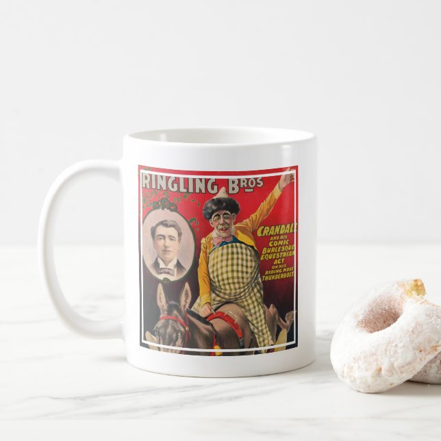 Caneca De Café Crandall O Palhaço A Atuar Com A Sua Mãe (Com Donut)