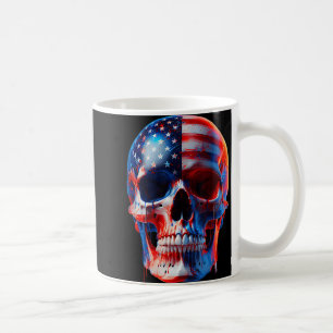 Caneca De Café Cráneo de Bandera Americana Esqueleto Patriótico 4