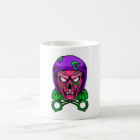 Cráneo de Motoqueiro Zumbi Neon com Pistões Cruzad
