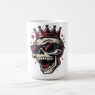 Caneca De Café Cráneo de Rei Rockstar com Óculos de Sol