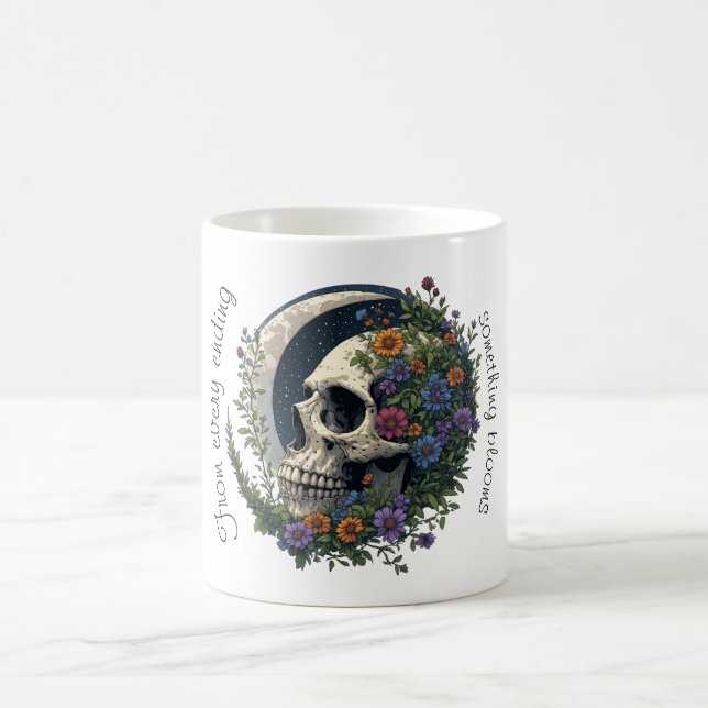Caneca De Café Cráneo Floral e Arte Gótica Celestial da Lua (Centro)