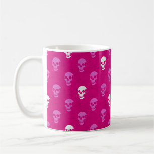Caneca De Café Crânio anatômico Grungente Polkadots cor-de-rosa b