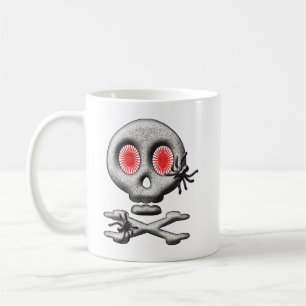 Caneca De Café Cranio Assustador Clássico de Halloween e Aranhas