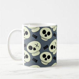 Caneca De Café Crânio bonito de Halloween com dois filhos sem co