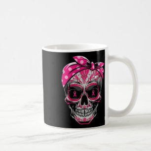 Caneca De Café Crânio Cancer Mama Sensibilização Friso Rosa Friso