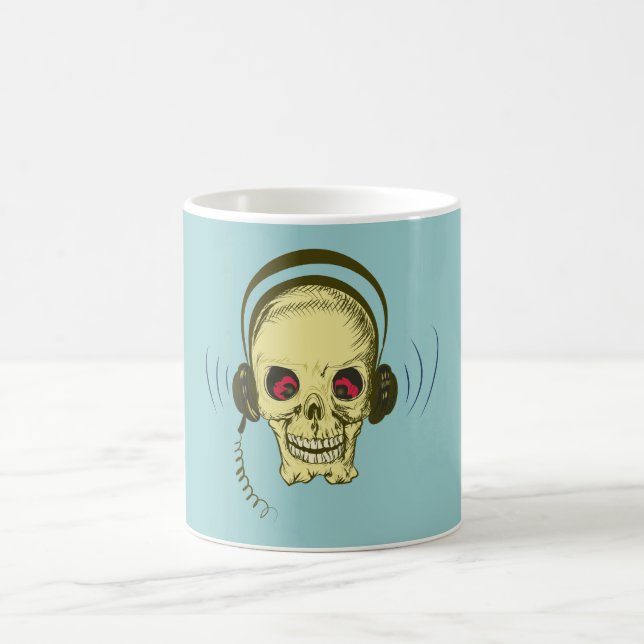 Caneca De Café Crânio caveira auricular skull earphones (Centro)