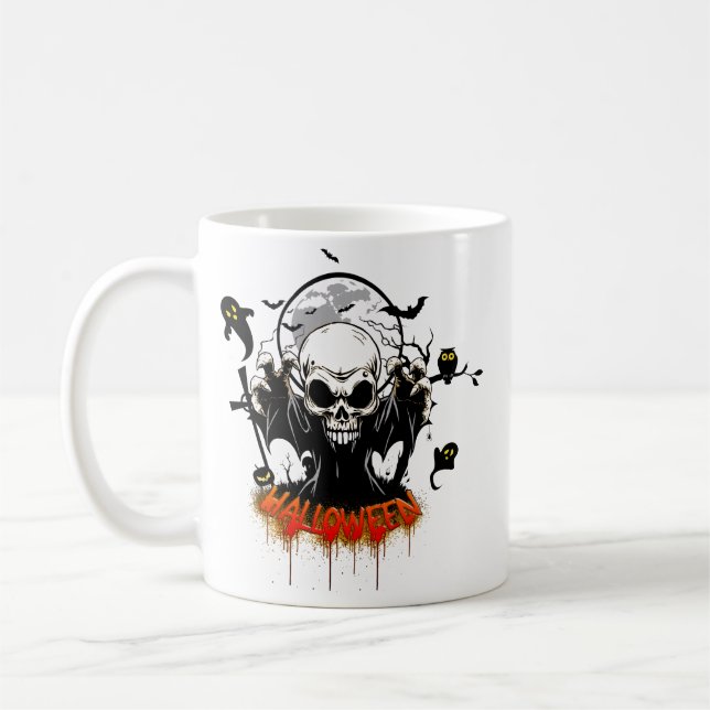 Caneca De Café Crânio com dentes afiados e ameaçadores (Esquerda)