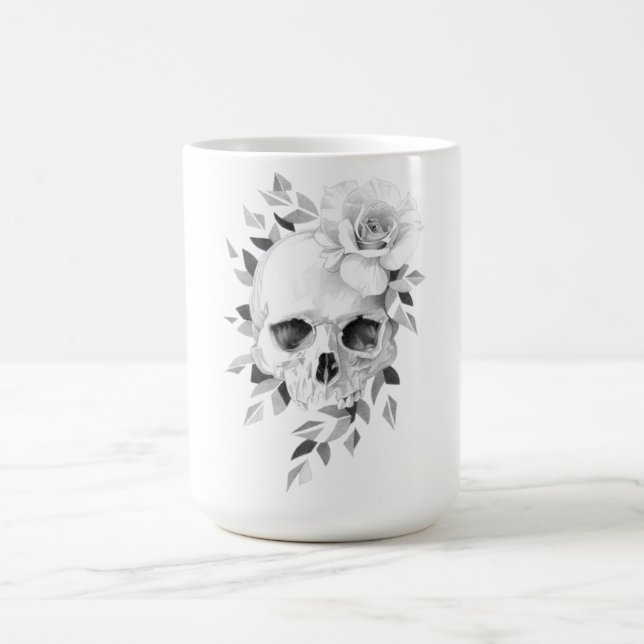Caneca De Café crânio com rosa (Centro)
