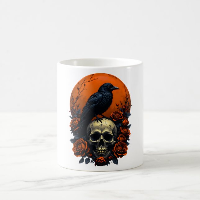 Caneca De Café Crânio com Rosas e Mug Gótico Crow (Centro)