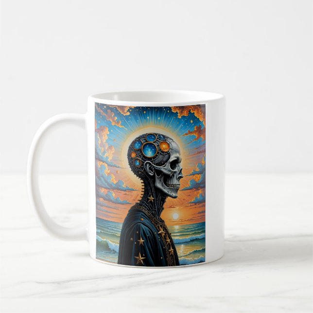 Caneca De Café Crânio Cósmico Surreal - Galáxia Futurística A (Esquerda)