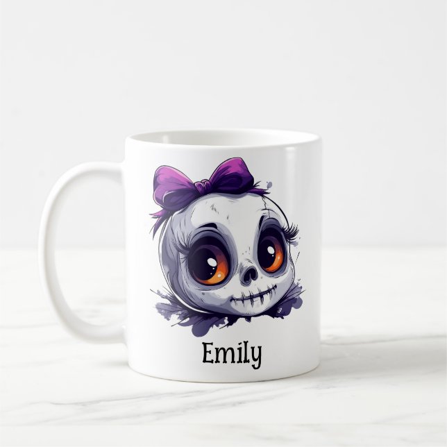 Caneca De Café Crânio Cujo Arco é Halloween personalizado (Esquerda)