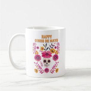 Caneca De Café Crânio de Açúcar do México Motif Happy Cinco de Ma